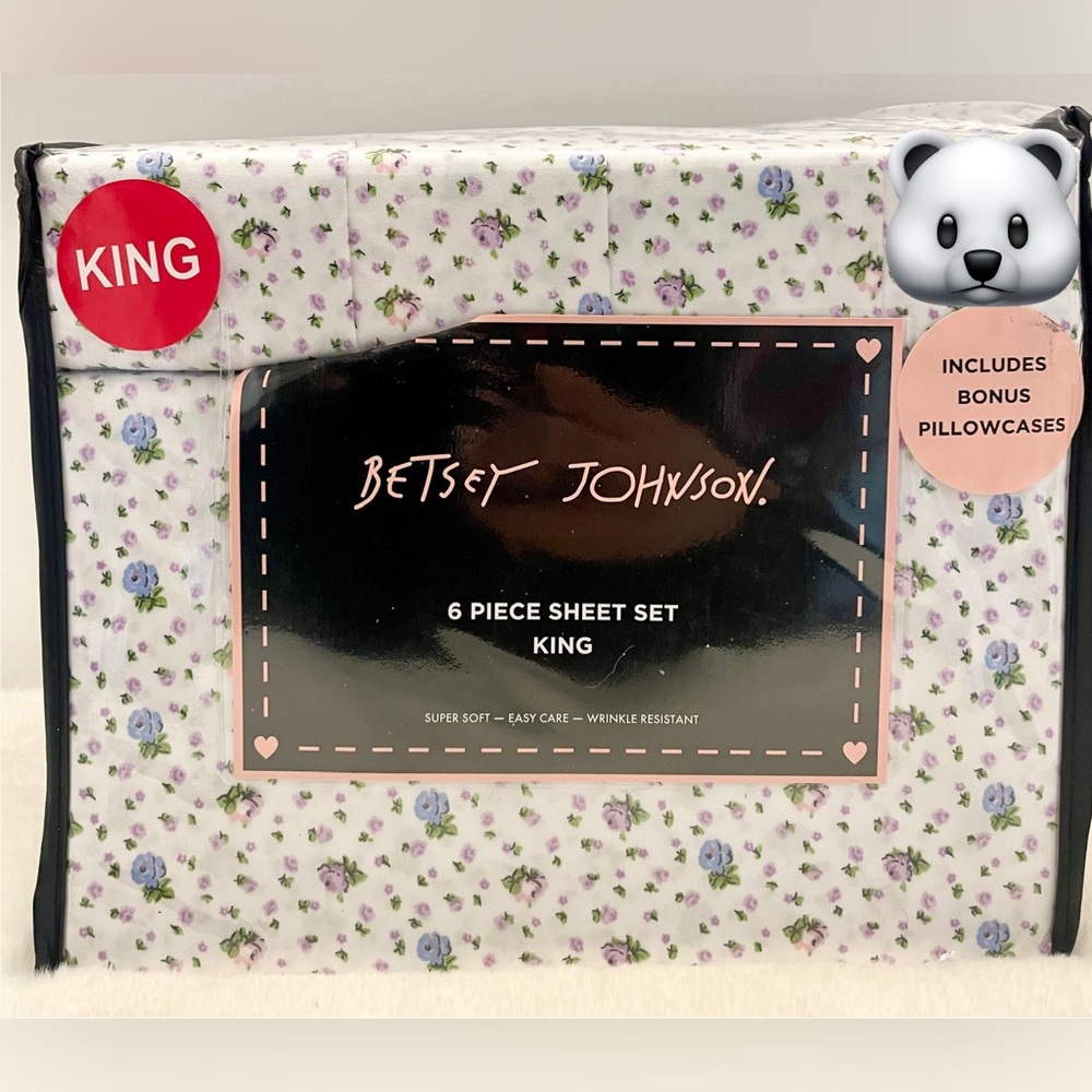 Luv Betsey by Betsey Johnson Floral Ditsy Microfiber KING Coquette Sheet Set‎
